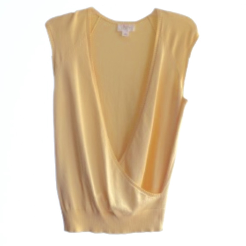 LOFT Yellow Asymmetrical  Faux Wrapped Sweater Top